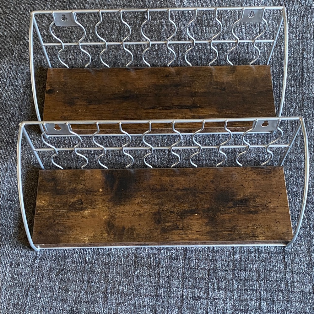 Wood and Metal Wall Shelves. Set of 2. Each one is over 2.5 pounds.
